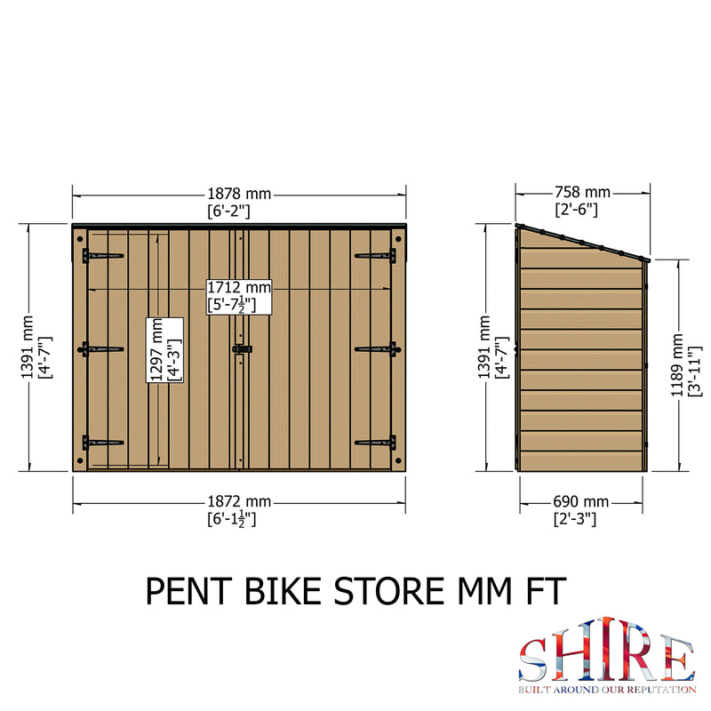 Pent Shiplap Bike Store, No Floor