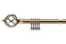 Extendable Curtain Pole with Rings & Pair of End Finials in Antique Brass