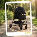 Pawhut 3 In 1 Foldable Pet Stroller For Small Dog With Travel Carrier, Black