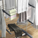 HOMCOM 3-Tier Large Clothes Airer Stainless Steel Clothes Drying Rack - Blue/Grey