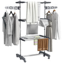 HOMCOM 3-Tier Large Clothes Airer Stainless Steel Clothes Drying Rack - Blue/Grey