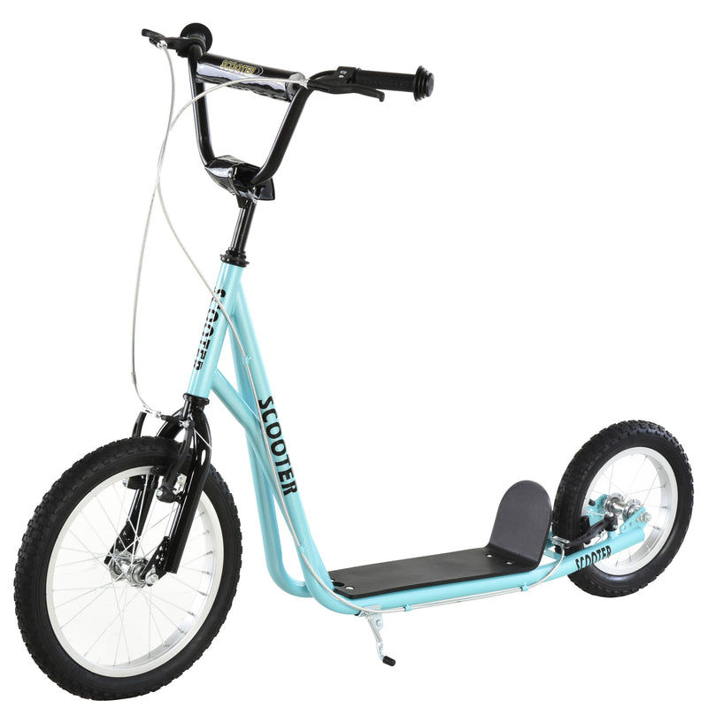 HOMCOM Kids Stunt Scooter With 16 Inch Rubber Wheels Adjustable Handlebar Blue