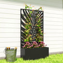 Outsunny Metal Raised Garden Bed with Trellis, Outdoor Elevated Planter Box