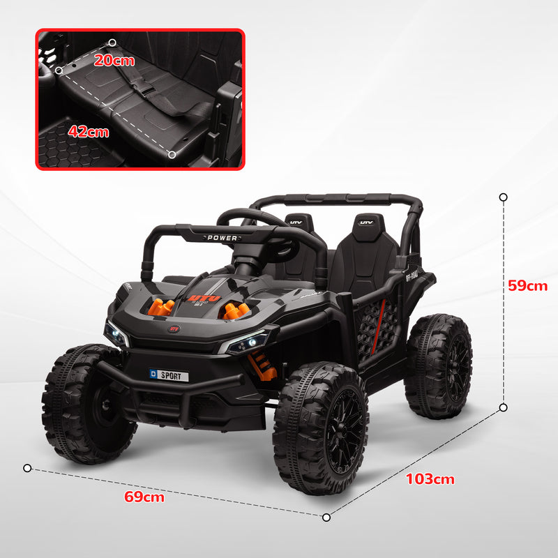 AIYAPLAY Kids Ride On Car, 12V Electric Truck W/ Horn Lights USB - Brown/Black