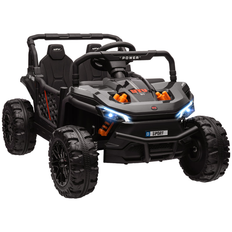 AIYAPLAY Kids Ride On Car, 12V Electric Truck W/ Horn Lights USB - Brown/Black
