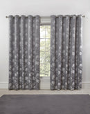 Blossom - Lined Eyelet Jacquard Curtains in Silver