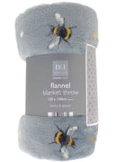 Bee Printed Super Soft Flannel Throw - 120x150cm