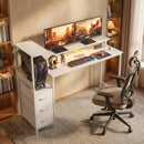 HOMCOM 147cm Gaming Desk With Charging Station And RGB Lights, White