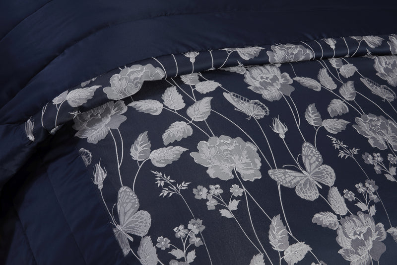 Butterfly Meadow - Embellished Jacquard Quilted Bedspread Set