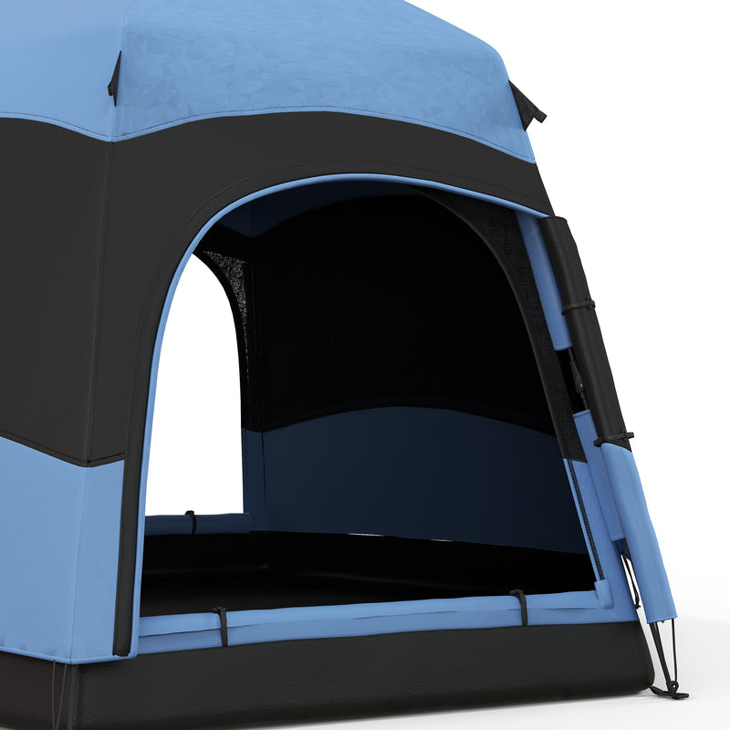 Outsunny 4 Person Pop Up Tent Camping Festival Hiking Shelter Family Blue&Black