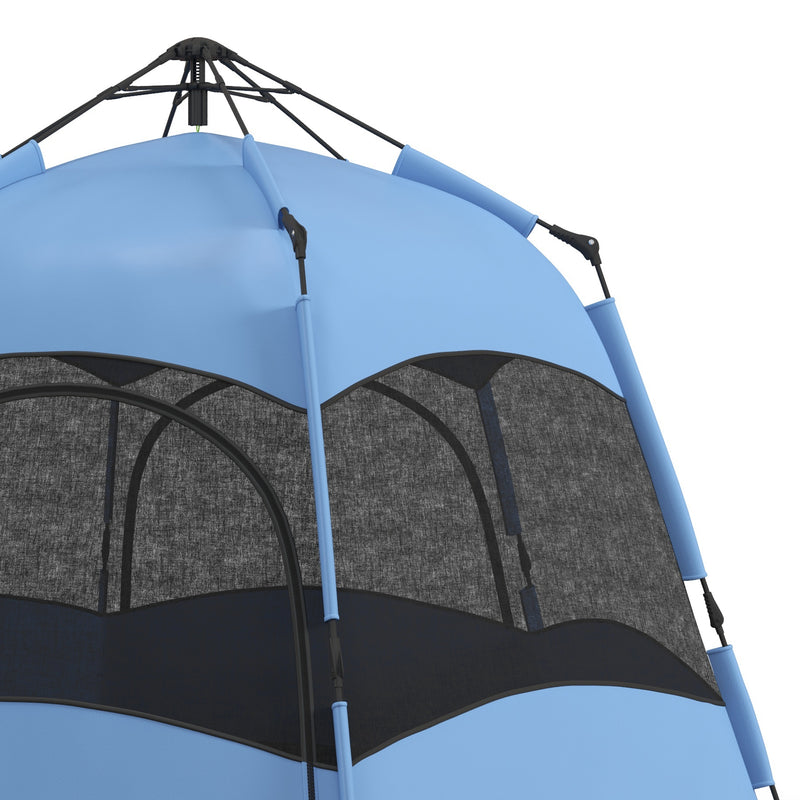 Outsunny 4 Person Pop Up Tent Camping Festival Hiking Shelter Family Blue&Black