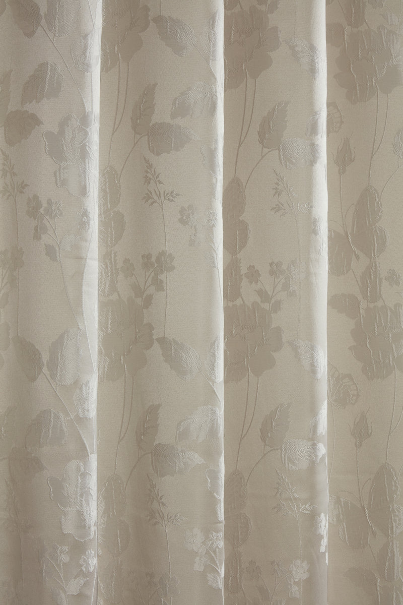 Butterfly Meadow - Lined Eyelet Jacquard Curtains in Cream