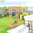 Outsunny Raised Bed for Garden with Trellis, Natural