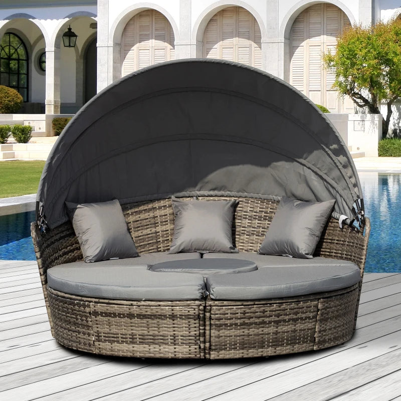 Outsunny Garden Daybed with Table Grey
