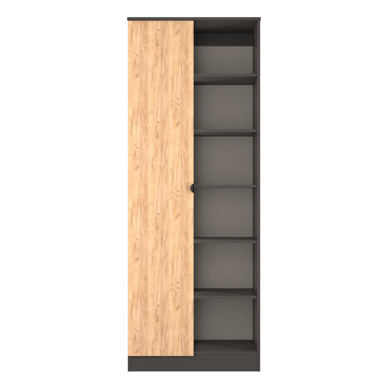 Bora Tall  2 Door 1 Drawer Robe in Gold Craft Oak & Graphite - Ready Assembled