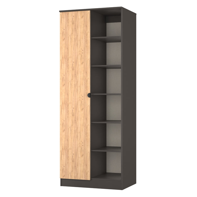 Bora Tall  2 Door 1 Drawer Robe in Gold Craft Oak & Graphite - Ready Assembled