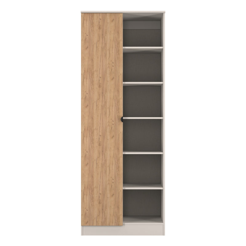 Bora Tall  2 Door 1 Drawer Robe in Gold Craft Oak & Kashmir - Ready Assembled