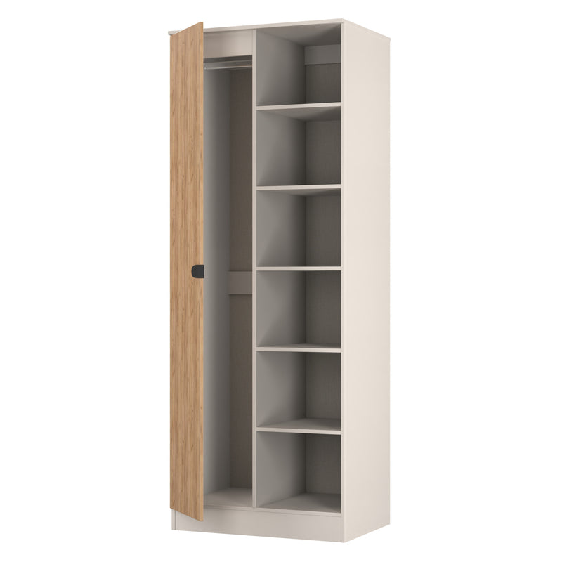 Bora Tall  2 Door 1 Drawer Robe in Gold Craft Oak & Kashmir - Ready Assembled