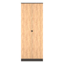 Bora Tall  2 Door  Robe in Gold Craft Oak & Graphite - Ready Assembled