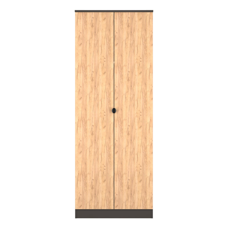 Bora Tall  2 Door  Robe in Gold Craft Oak & Graphite - Ready Assembled