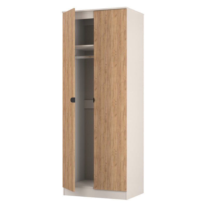 Bora Tall  2 Door  Robe in Gold Craft Oak & Kashmir - Ready Assembled