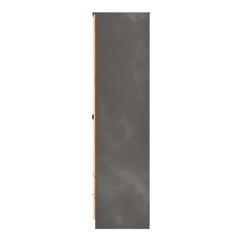 Bora Tall  2 Door 2 Drawer Robe in Gold Craft Oak & Graphite - Ready Assembled