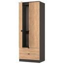 Bora Tall  2 Door 2 Drawer Robe in Gold Craft Oak & Graphite - Ready Assembled