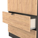 Bora Tall  2 Door 2 Drawer Robe in Gold Craft Oak & Graphite - Ready Assembled