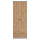Bora Tall  2 Door 2 Drawer Robe in Gold Craft Oak & Kashmir - Ready Assembled