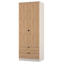 Bora Tall  2 Door 2 Drawer Robe in Gold Craft Oak & Kashmir - Ready Assembled