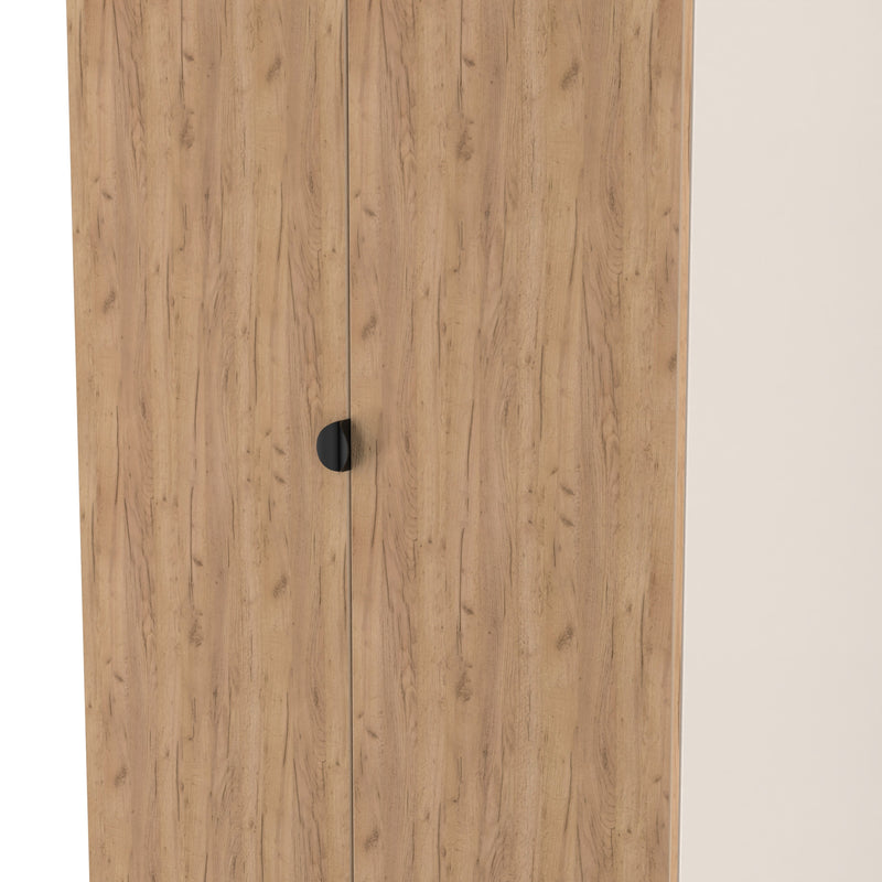 Bora Tall  2 Door 2 Drawer Robe in Gold Craft Oak & Kashmir - Ready Assembled