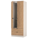 Bora Tall  2 Door 2 Drawer Robe in Gold Craft Oak & Kashmir - Ready Assembled