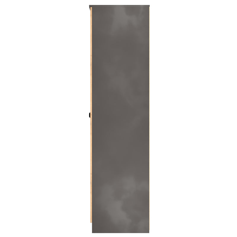 Bora Tall  3 Door Robe with shelves in Gold Craft Oak & Graphite - Ready Assembled