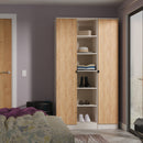 Bora Tall  3 Door Robe with shelves in Gold Craft Oak & Kashmir - Ready Assembled