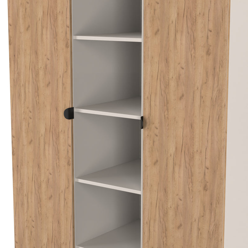 Bora Tall  3 Door Robe with shelves in Gold Craft Oak & Kashmir - Ready Assembled