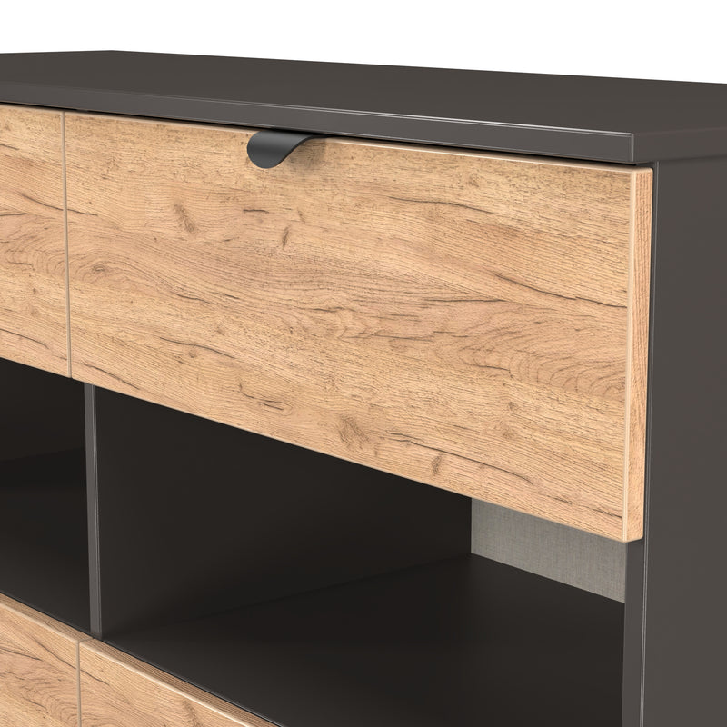 Bora 4 Drawer Midi Chest in Gold Craft Oak & Graphite - Ready Assembled