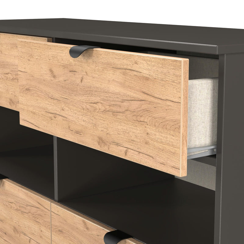 Bora 4 Drawer Midi Chest in Gold Craft Oak & Graphite - Ready Assembled