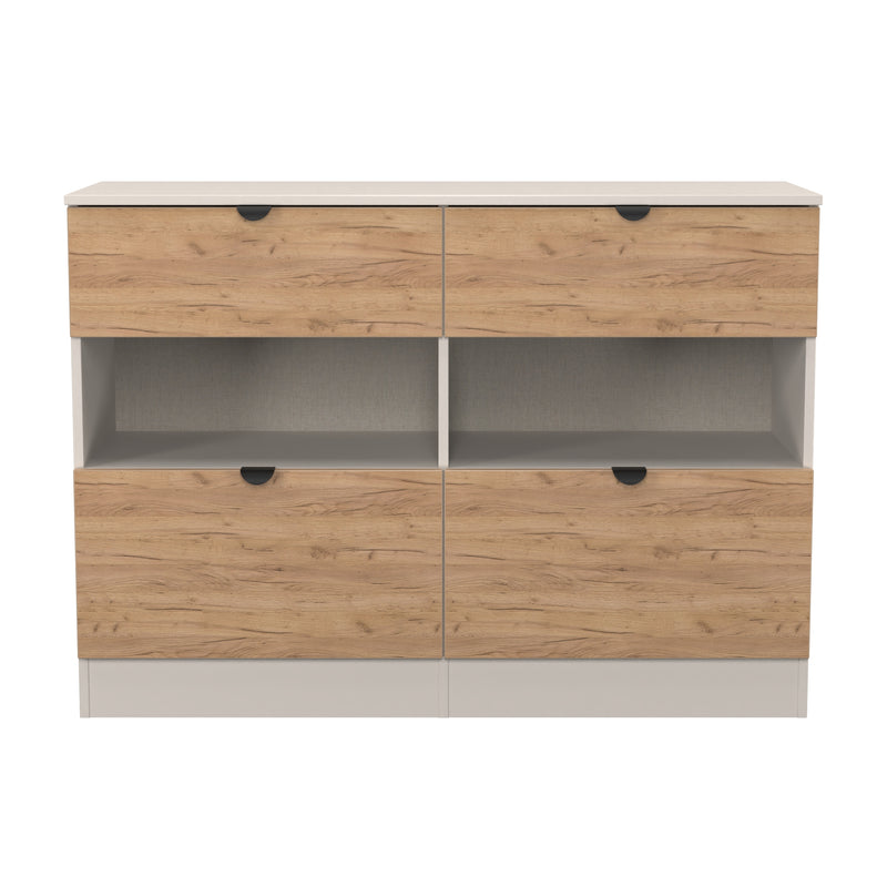 Bora 4 Drawer Midi Chest in Gold Craft Oak & Kashmir - Ready Assembled