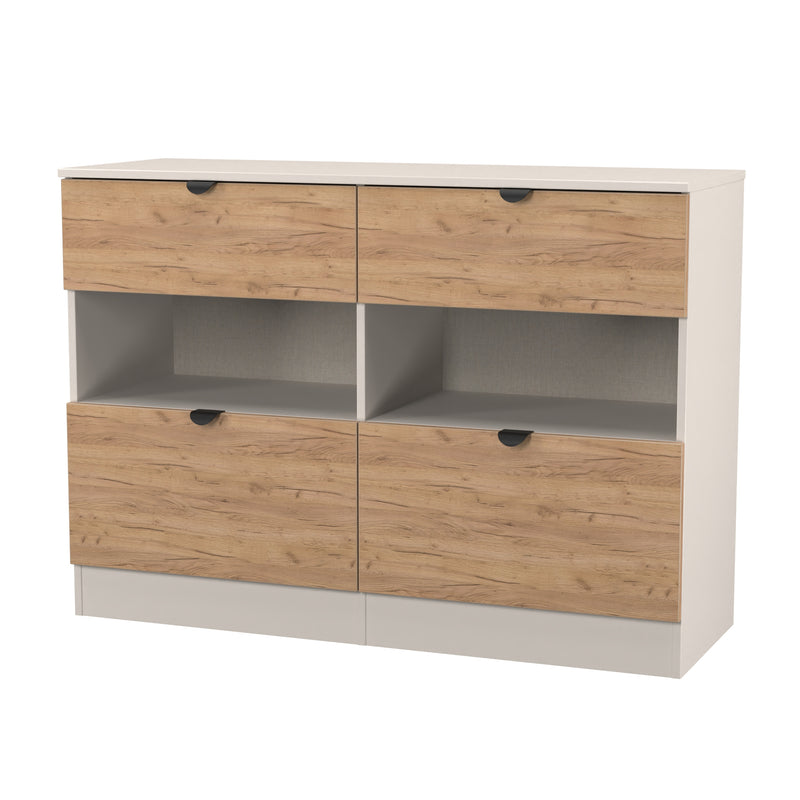 Bora 4 Drawer Midi Chest in Gold Craft Oak & Kashmir - Ready Assembled
