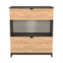 Bora 2 Drawer Deep Chest with shelf in Gold Craft Oak & Graphite - Ready Assembled