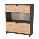 Bora 2 Drawer Deep Chest with shelf in Gold Craft Oak & Graphite - Ready Assembled