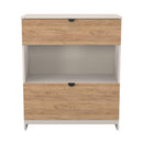 Bora 2 Drawer Deep Chest with shelf in Gold Craft Oak & Kashmir - Ready Assembled