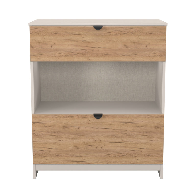 Bora 2 Drawer Deep Chest with shelf in Gold Craft Oak & Kashmir - Ready Assembled