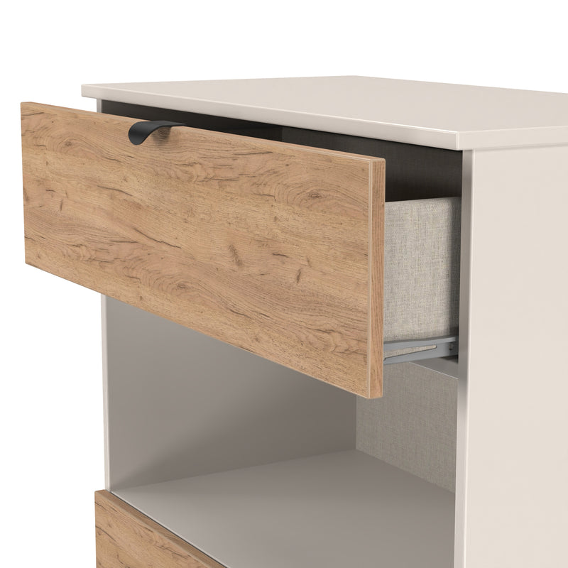 Bora 2 Drawer Deep Chest with shelf in Gold Craft Oak & Kashmir - Ready Assembled