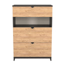 Bora 3 Drawer Deep Chest with shelf in Gold Craft Oak & Graphite - Ready Assembled