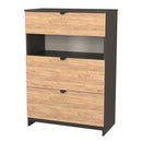 Bora 3 Drawer Deep Chest with shelf in Gold Craft Oak & Graphite - Ready Assembled