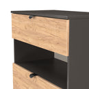 Bora 3 Drawer Deep Chest with shelf in Gold Craft Oak & Graphite - Ready Assembled