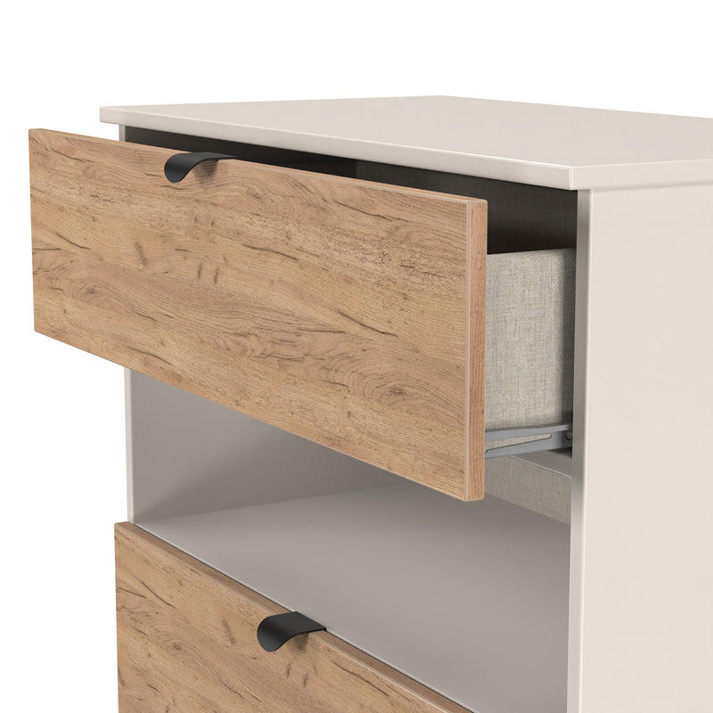 Bora 3 Drawer Deep Chest with shelf in Gold Craft Oak & Kashmir - Ready Assembled