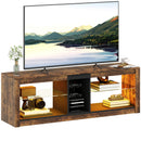 HOMCOM TV Stand, Entertainment Centre with LED Lights, Rustic Brown