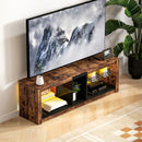 HOMCOM TV Stand, Entertainment Centre with LED Lights, Rustic Brown